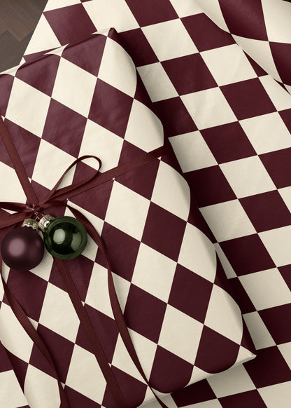 Burgundy Red Harlequin Wrapping Paper
