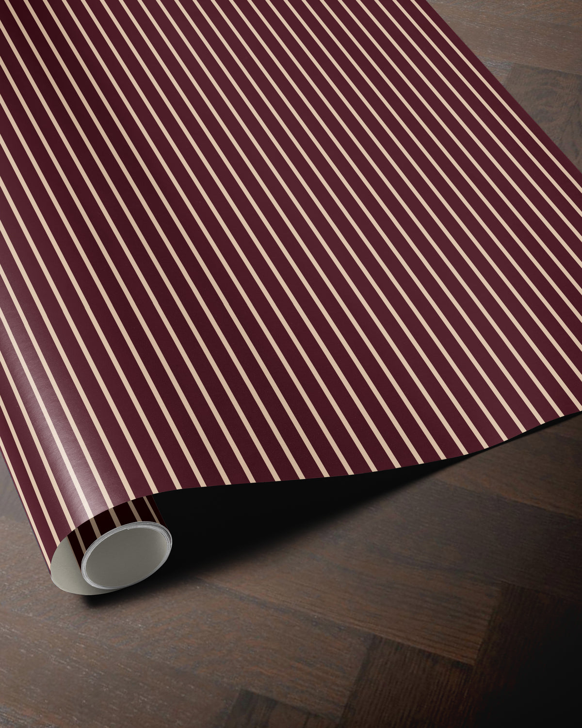 Burgundy Red Off-White Stripe Wrapping Paper