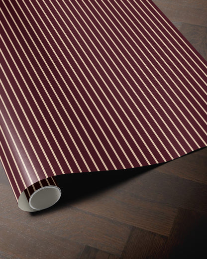 Burgundy Red Off-White Stripe Wrapping Paper