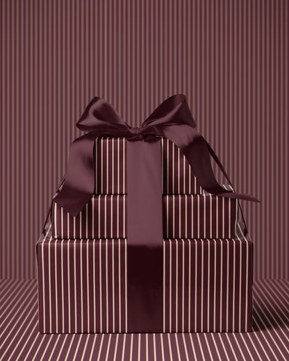 Burgundy Red Off-White Stripe Wrapping Paper