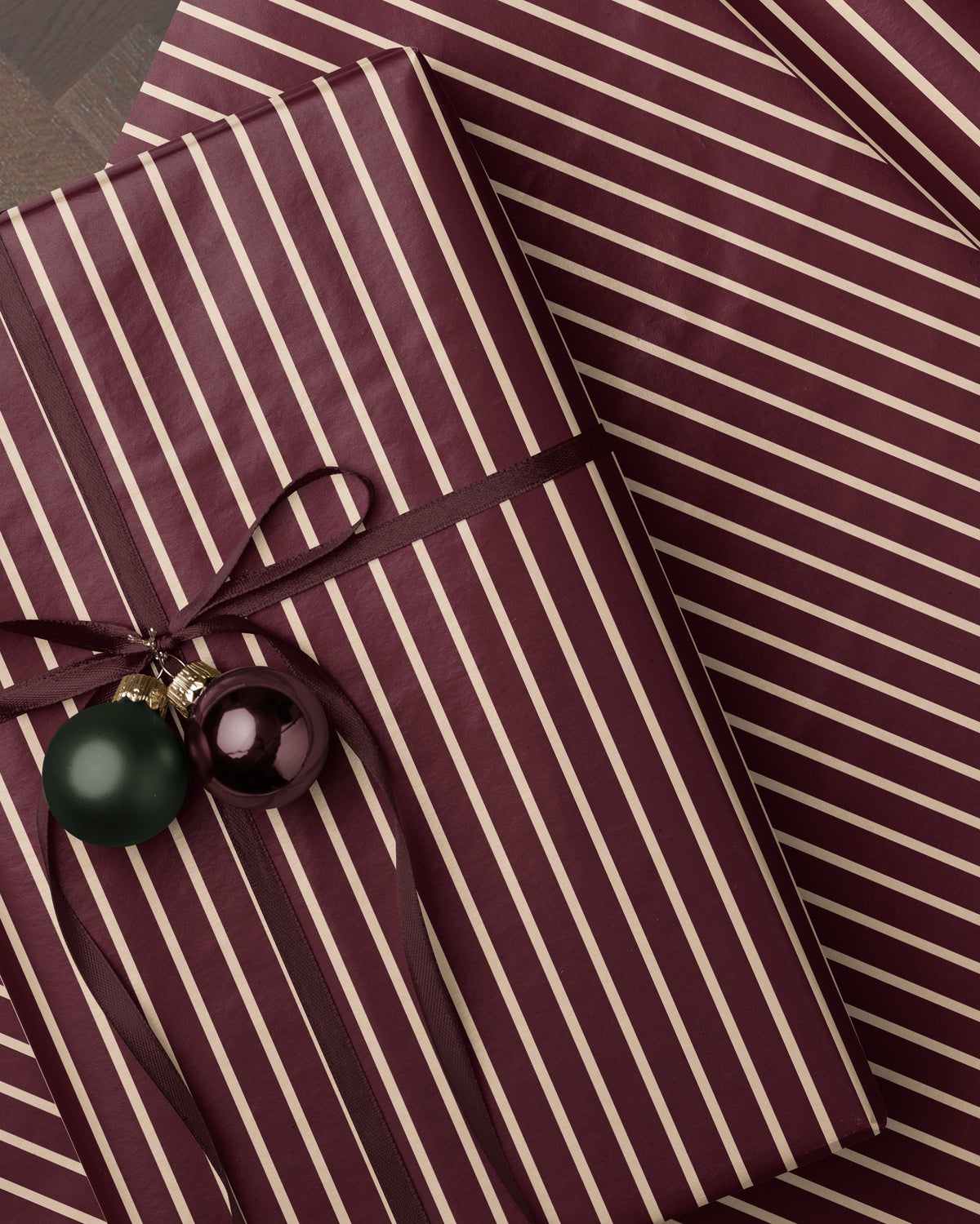 Burgundy Red Off-White Stripe Wrapping Paper