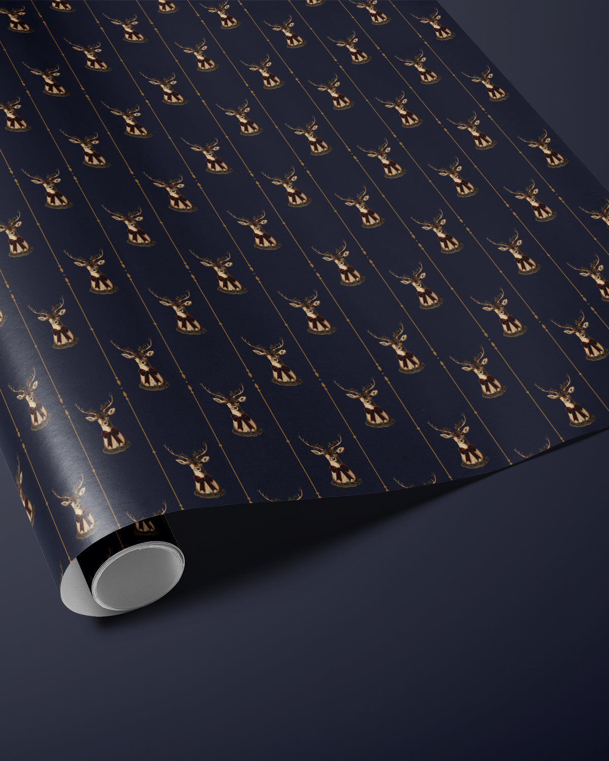reindeer christmas wrapping paper. blue christmas gift wrap. festive wrapping paper. holiday gift wrap