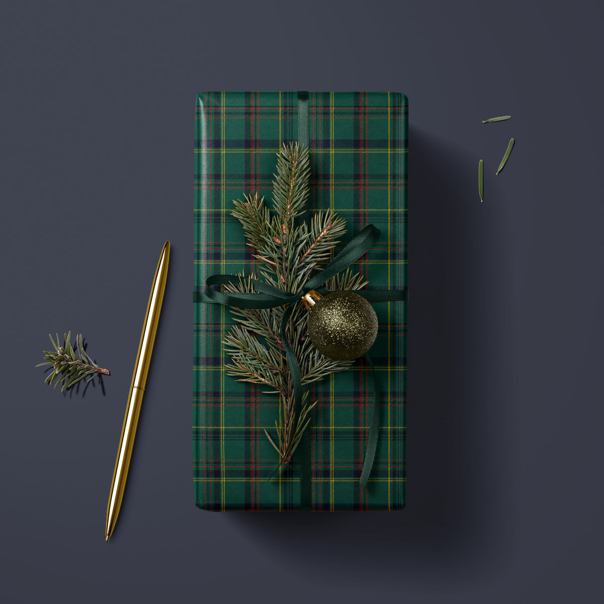 Classic Christmas Plaid Wrapping Paper. Holiday Tartan Gift Wrap. Green Christmas Gift Wrap. Traditional Plaid Christmas Wrapping Paper
