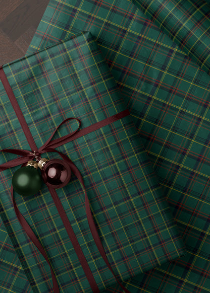 Classic Christmas Plaid Wrapping Paper. Holiday Tartan Gift Wrap. Green Christmas Gift Wrap. Traditional Plaid Christmas Wrapping Paper
