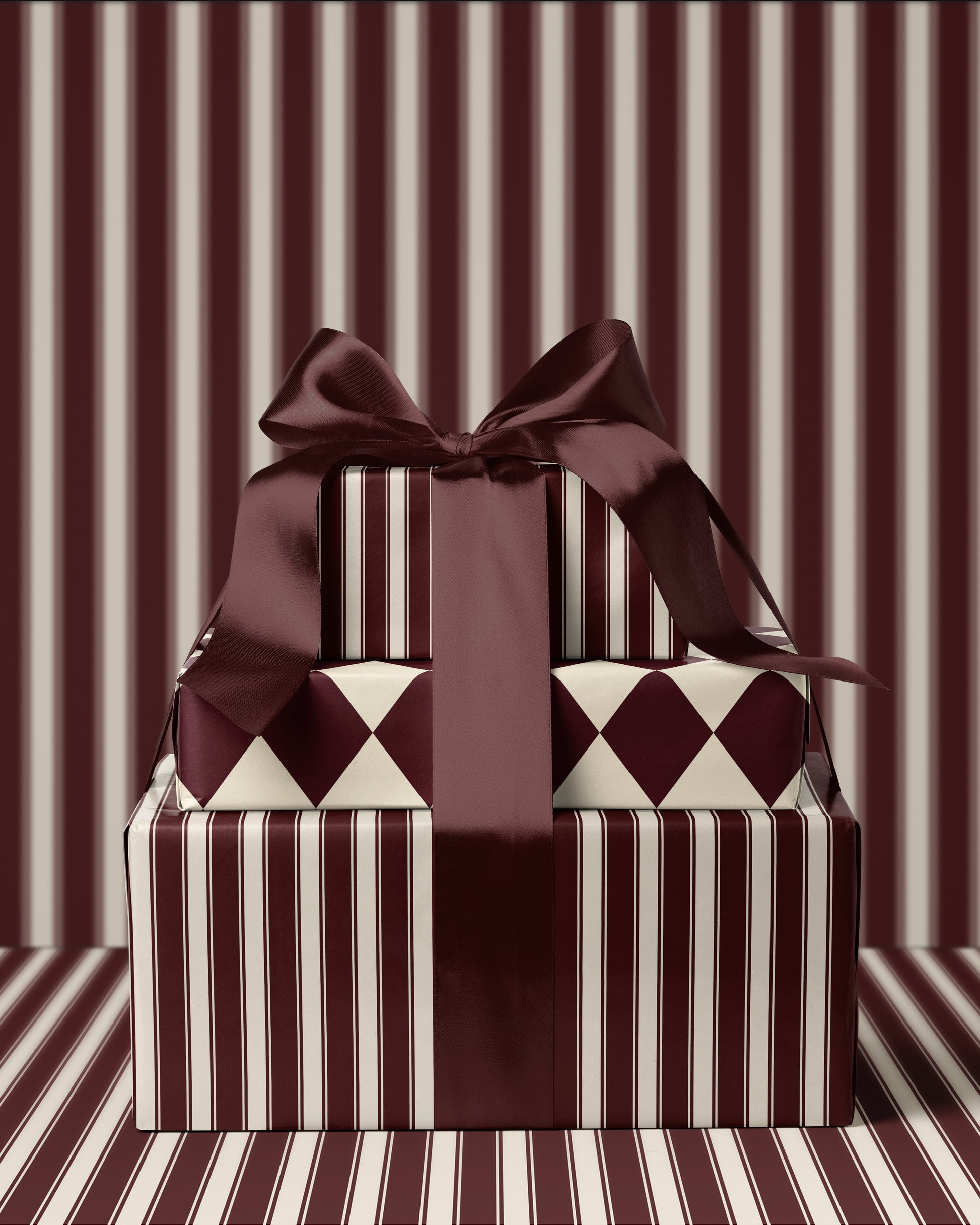 Classic REd Striped Christmas Wrapping Paper. Vintage Striped Holiday Gift Wrap. Elegant CHristmas Gift Wrap. Traditional Retro Gift Wrap paper 