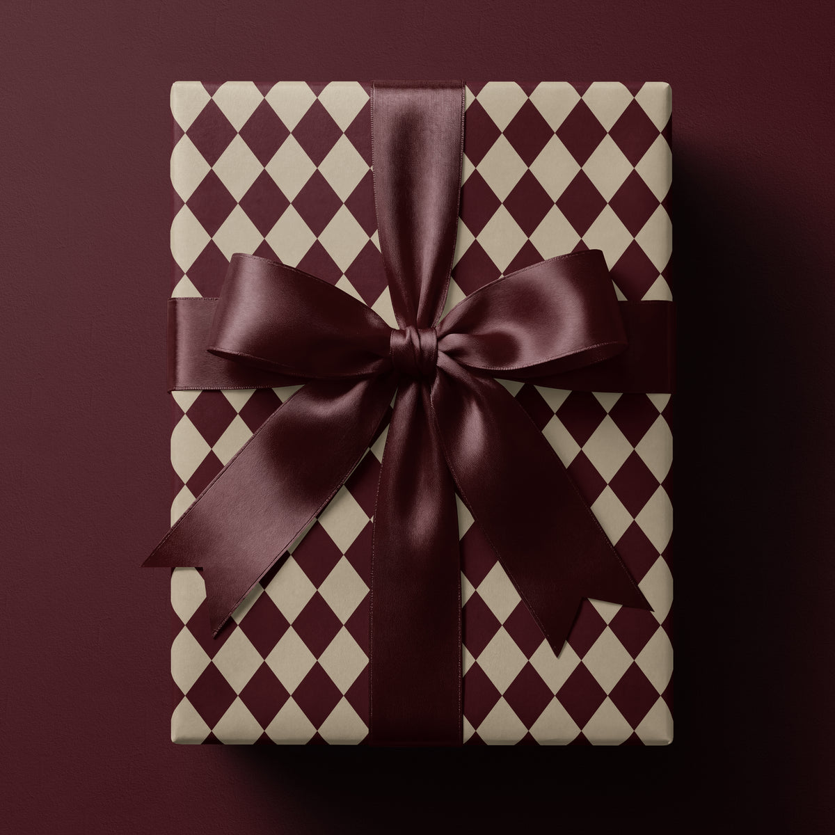 Red & Creamy White Argyle Wrapping Paper