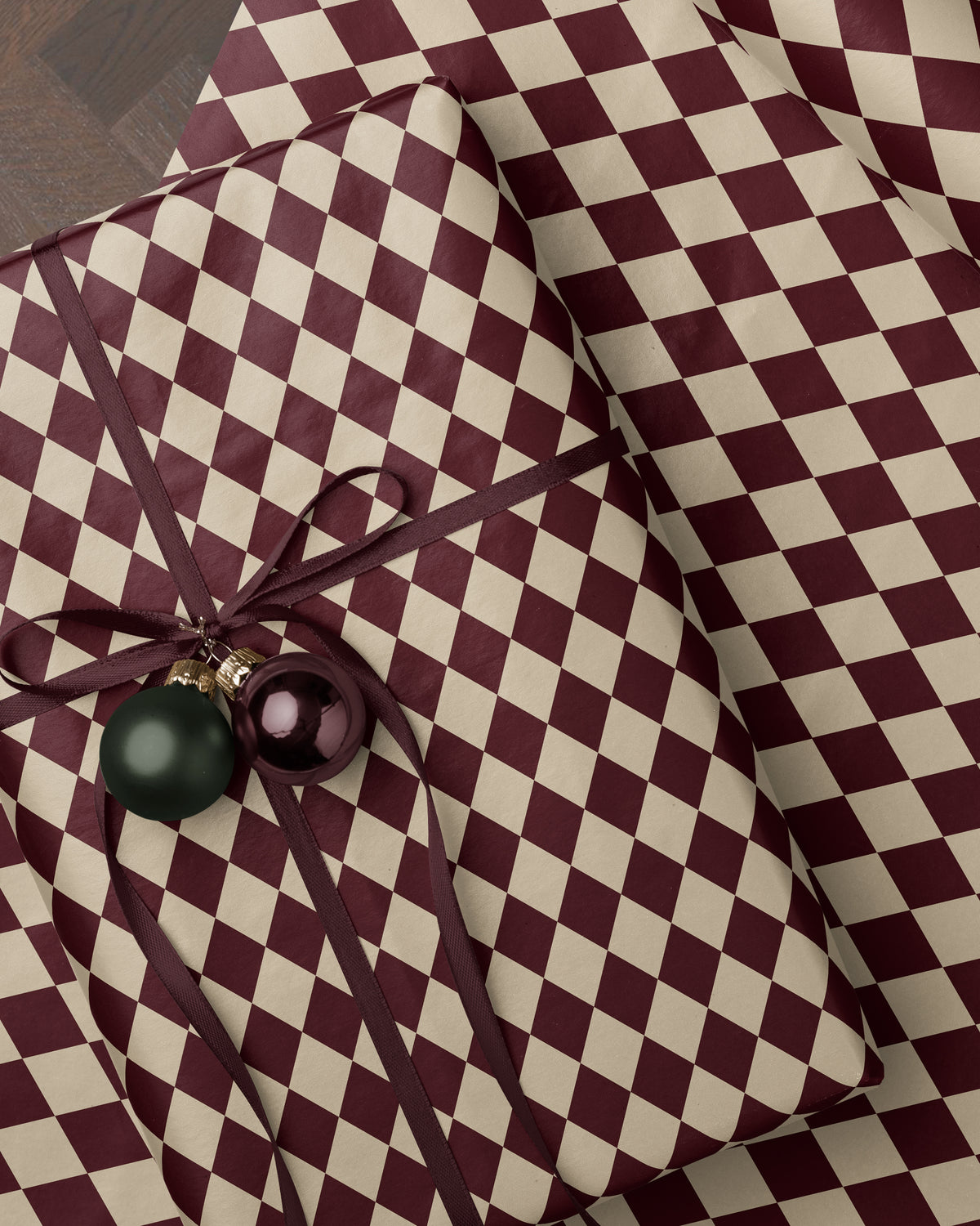 Red & Creamy White Argyle Wrapping Paper