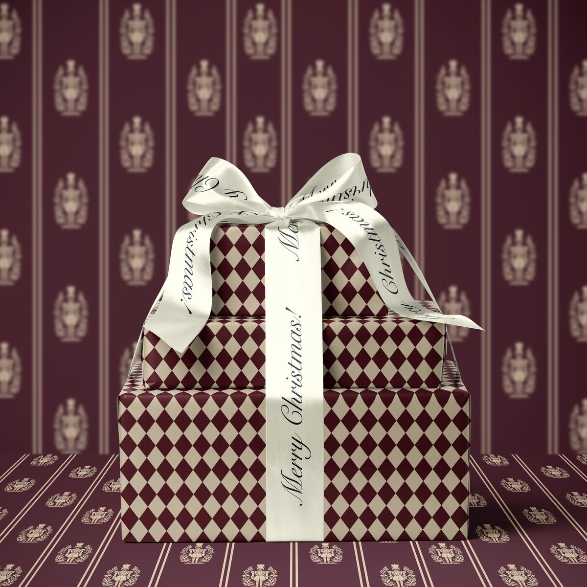 Red & Creamy White Argyle Wrapping Paper