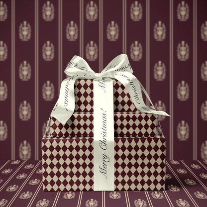Red & Creamy White Argyle Wrapping Paper