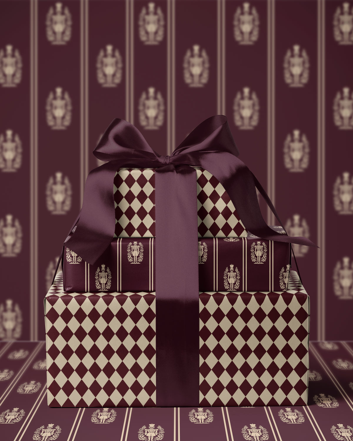 Red & Creamy White Argyle Wrapping Paper