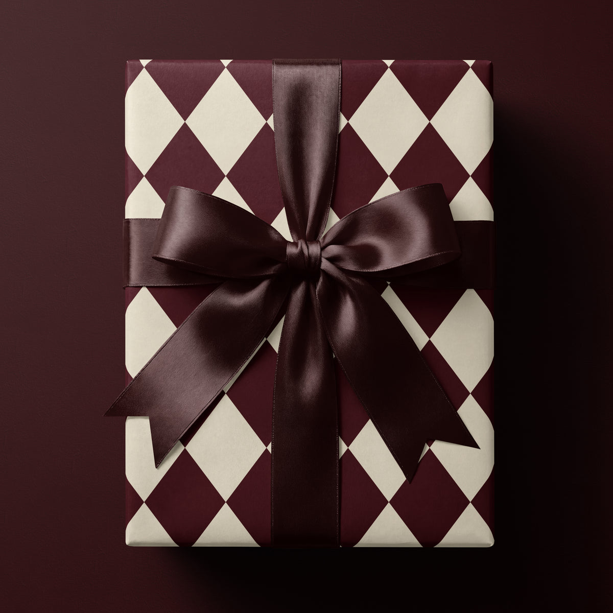 Burgundy Red Harlequin Wrapping Paper