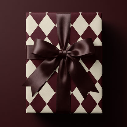 Burgundy Red Harlequin Wrapping Paper