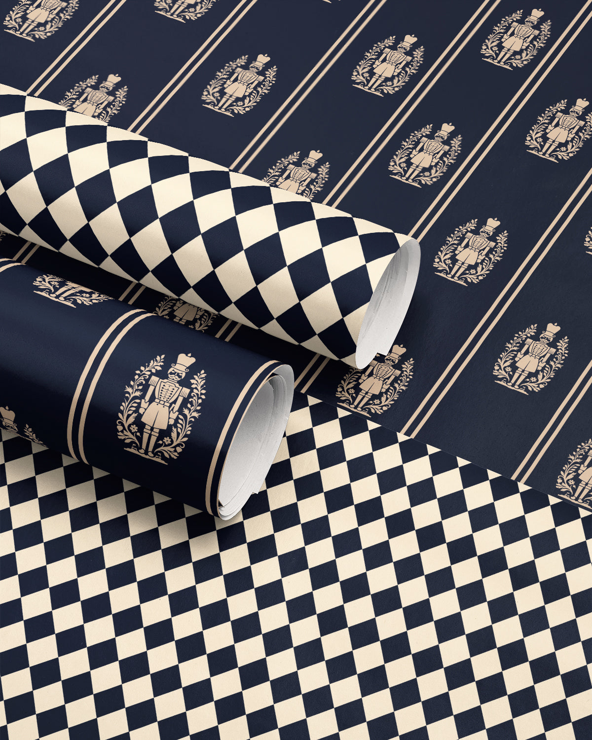 Elegant Nutcracker Christmas Wrapping Paper. Navy Blue Holiday Gift Wrap. Classic Nutcracker Seasonal Gift Wrap. Vintage Christmas Gift Wrap