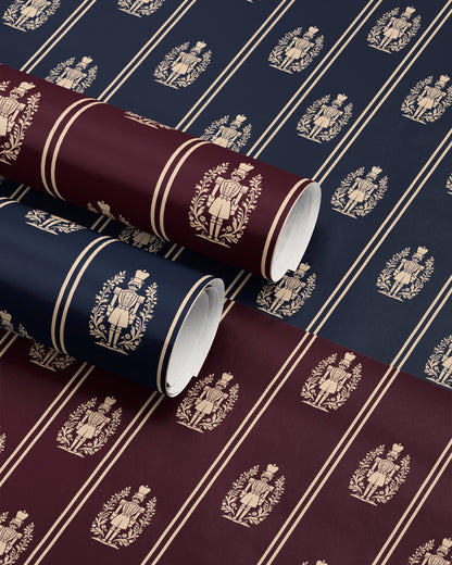 Nutcracker Christmas Wrapping Paper. Burgundy Christmas Gift Wrap. Vintage Elegant Holiday Gift Wrap. Seasonal Nutcracker Gift Wrap