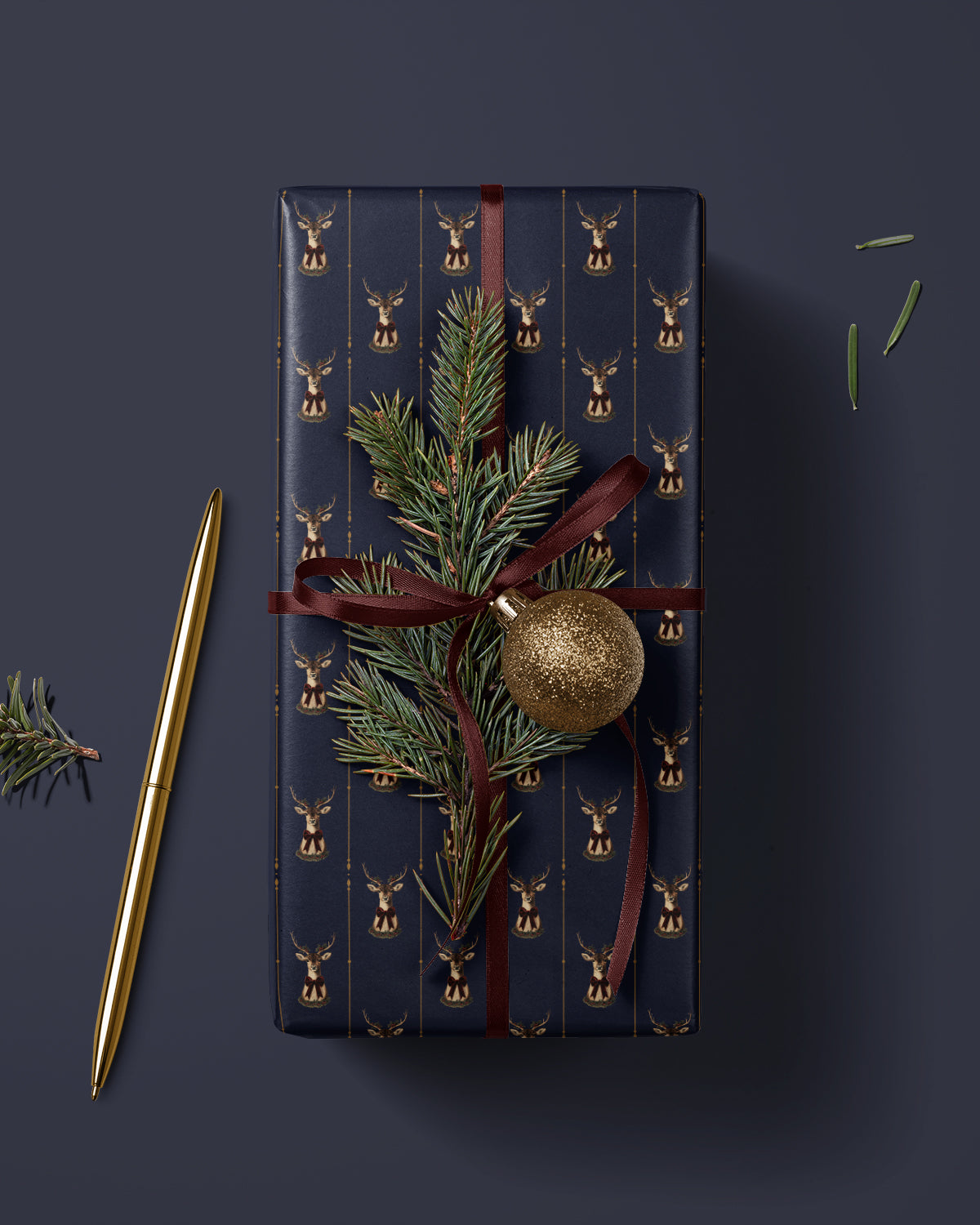 reindeer christmas wrapping paper. blue christmas gift wrap. festive wrapping paper. holiday gift wrap