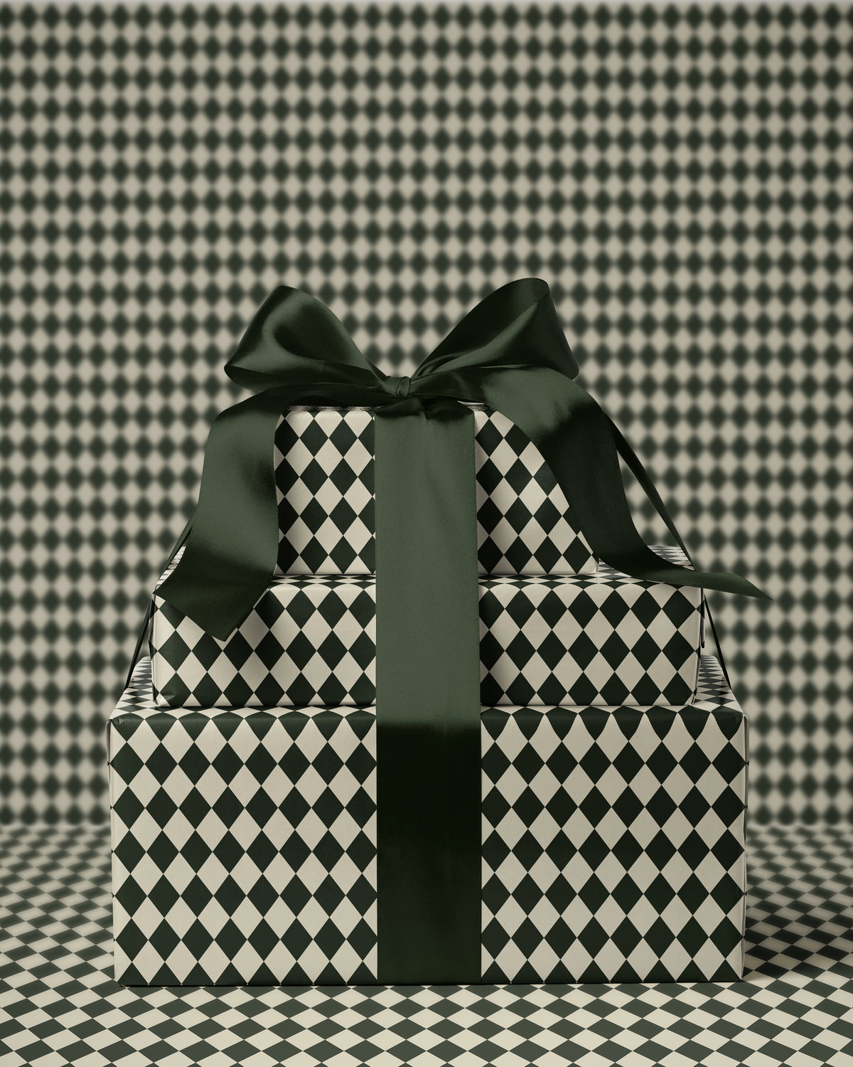 Vintage Green Argyle Wrapping Paper
