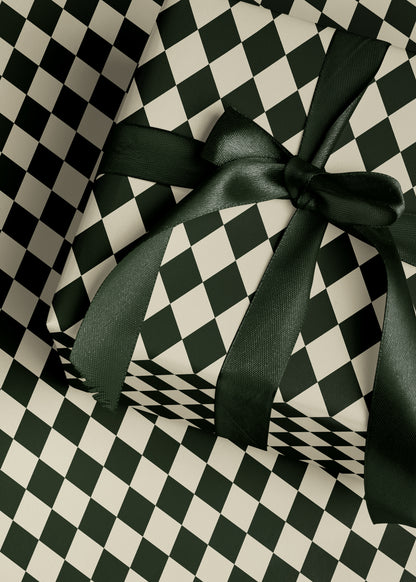 Vintage Green Argyle Wrapping Paper