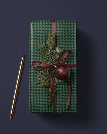 Forest Green Houndstooth Gift Wrap