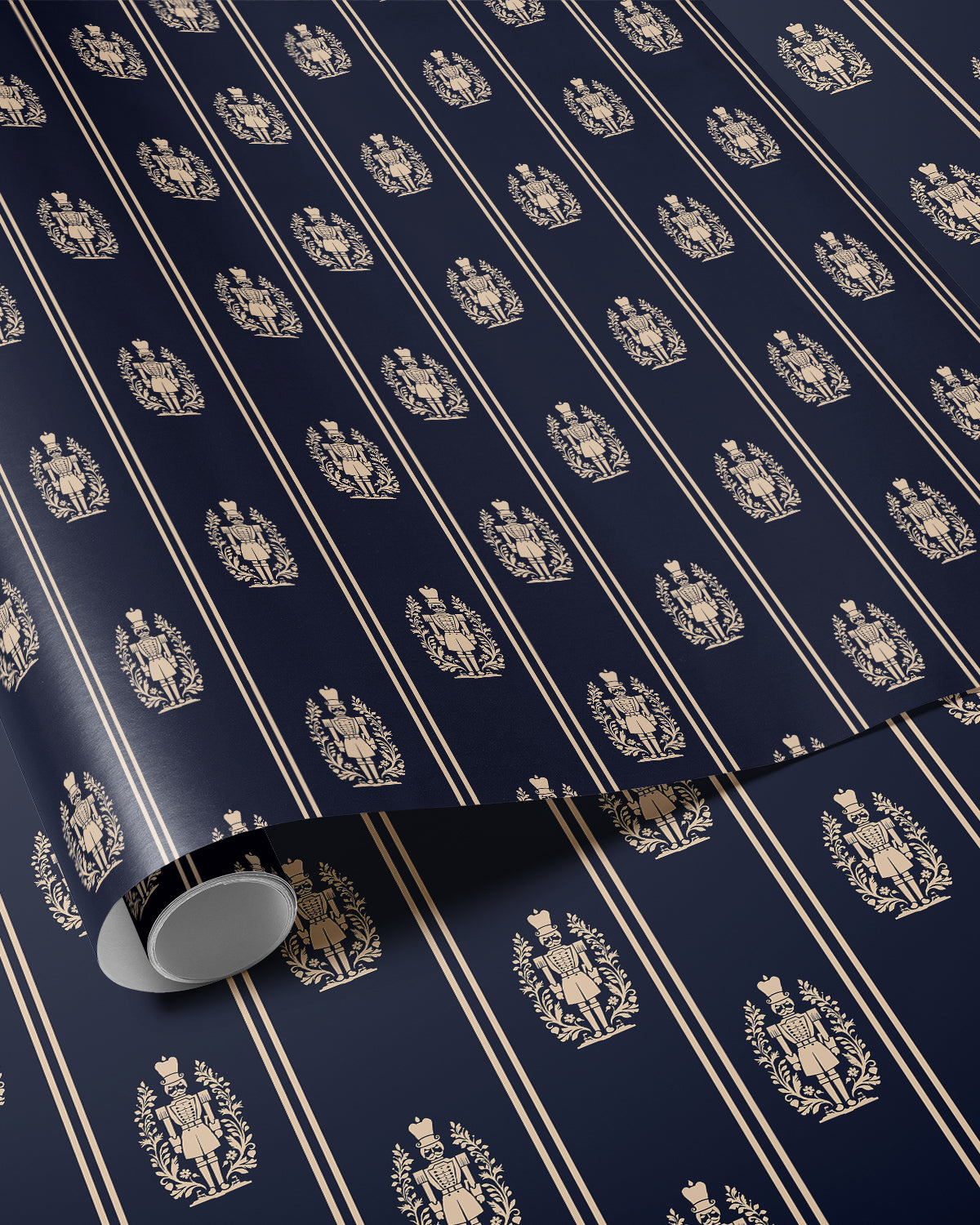 Elegant Nutcracker Christmas Wrapping Paper. Navy Blue Holiday Gift Wrap. Classic Nutcracker Seasonal Gift Wrap. Vintage Christmas Gift Wrap