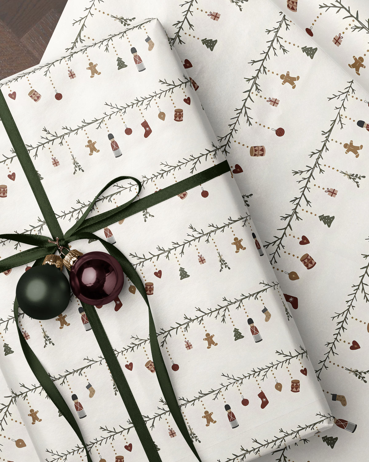 Nostalgic Nordic Christmas Wrapping Paper. Nutcracker Gift Wrap. Gingerbread Man Wrapping Paper. Classic Festive Holiday Gift Wrap for Kids
