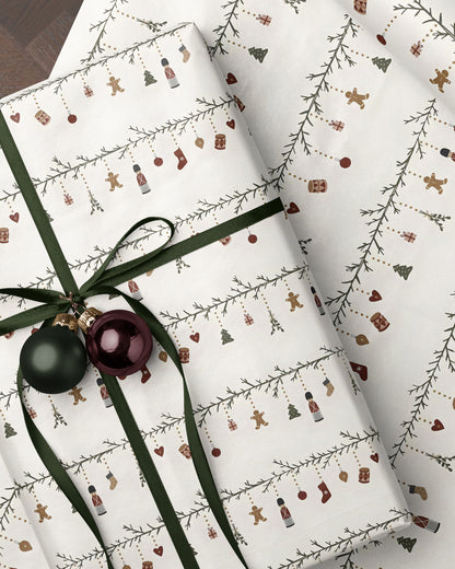 Nostalgic Nordic Christmas Wrapping Paper. Nutcracker Gift Wrap. Gingerbread Man Wrapping Paper. Classic Festive Holiday Gift Wrap for Kids

