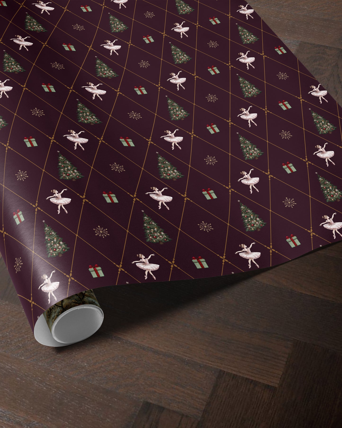 Ballerina Wrapping Paper Girl Gift Wrap Nutcracker Gift Wrap Elegant Christmas Gift Wrap Ballet Wrapping Paper Christmas Gift Wrap Girl Plum Purple Christmas Gift Wrap 
