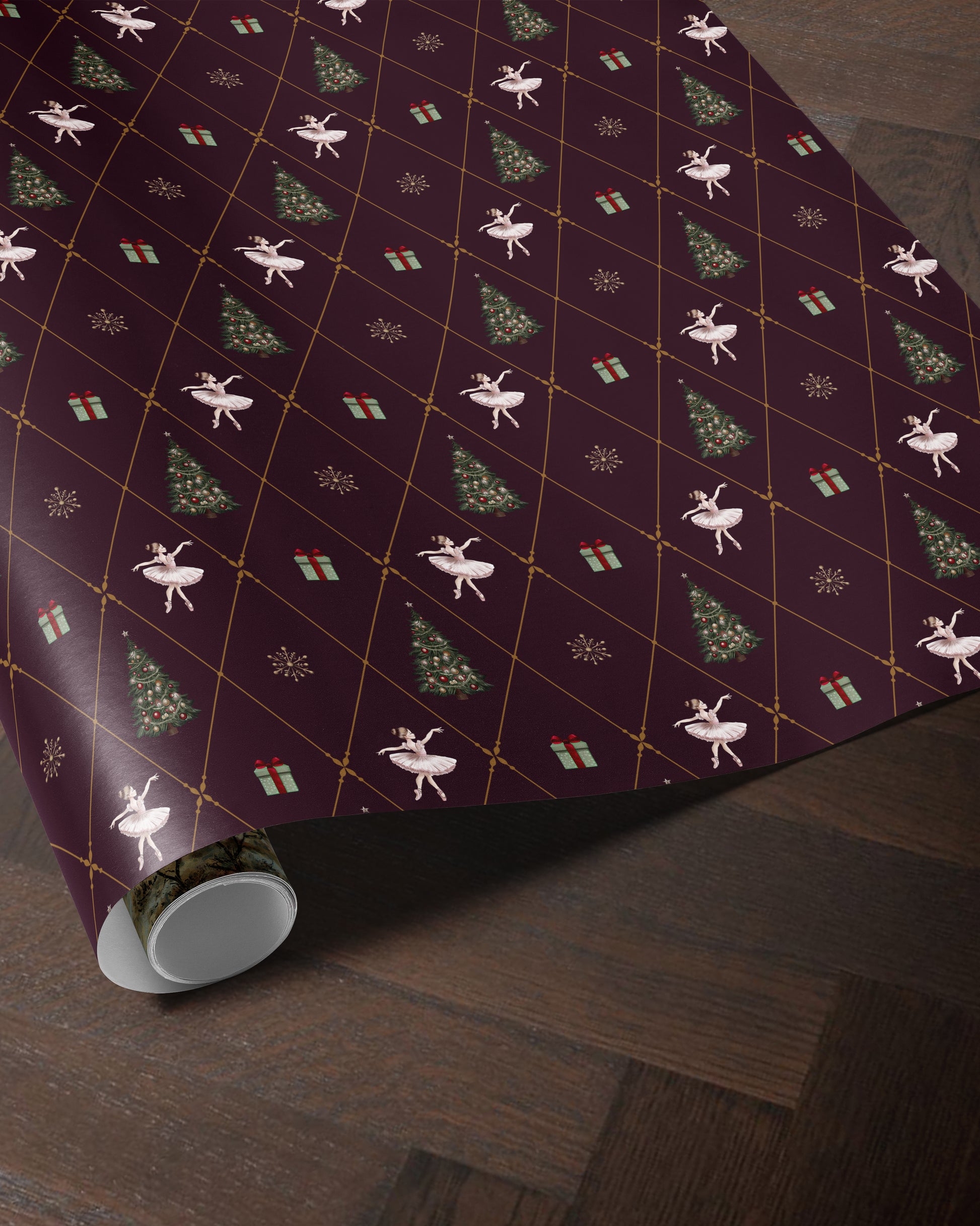 Ballerina Wrapping Paper Girl Gift Wrap Nutcracker Gift Wrap Elegant Christmas Gift Wrap Ballet Wrapping Paper Christmas Gift Wrap Girl Plum Purple Christmas Gift Wrap 