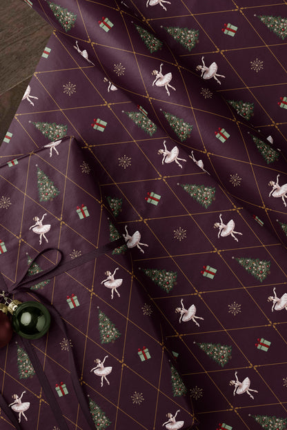Ballerina Wrapping Paper Girl Gift Wrap Nutcracker Gift Wrap Elegant Christmas Gift Wrap Ballet Wrapping Paper Christmas Gift Wrap Girl Plum Purple Christmas Gift Wrap 