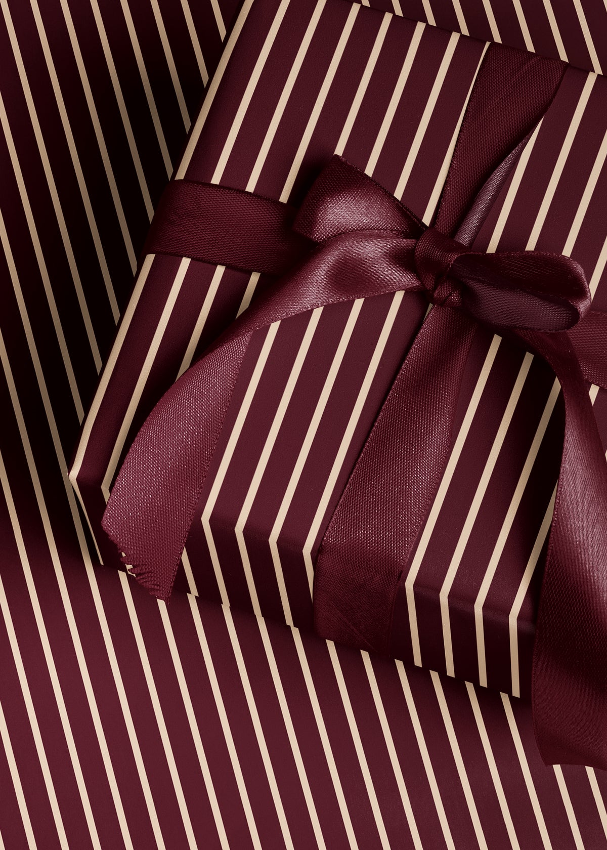 Burgundy Red Off-White Stripe Wrapping Paper