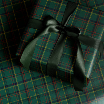 Classic Christmas Plaid Wrapping Paper. Holiday Tartan Gift Wrap. Green Christmas Gift Wrap. Traditional Plaid Christmas Wrapping Paper
