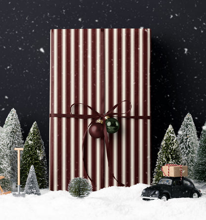 Classic REd Striped Christmas Wrapping Paper. Vintage Striped Holiday Gift Wrap. Elegant CHristmas Gift Wrap. Traditional Retro Gift Wrap paper 
