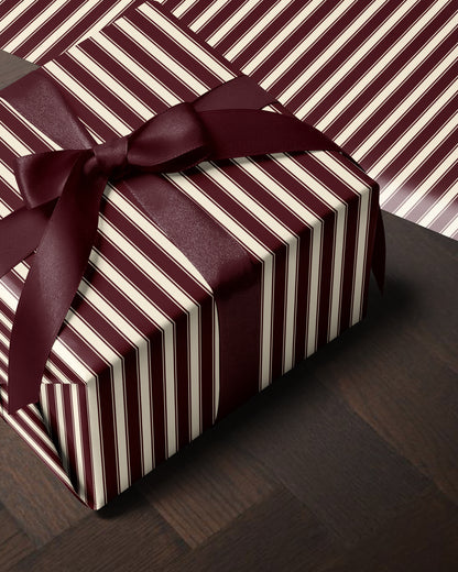 Burgundy Red & White Stripe Gift Wrap