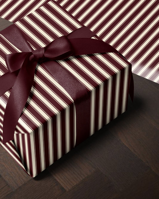 Burgundy Red & White Stripe Gift Wrap