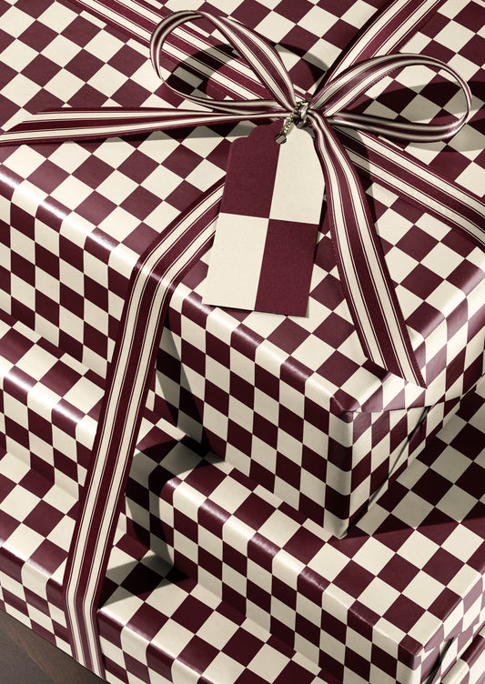 Burgundy & Creamy White Checkered