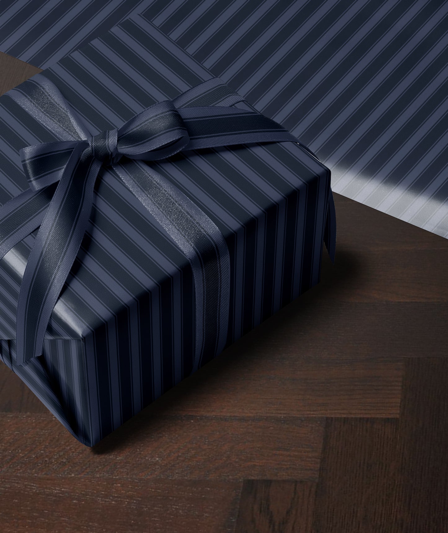blue striped christmas wrapping paper. birthday gift wrap for him. masculine wrapping paper. holiday gift wrap. 