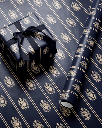 Elegant Nutcracker Christmas Wrapping Paper. Navy Blue Holiday Gift Wrap. Classic Nutcracker Seasonal Gift Wrap. Vintage Christmas Gift Wrap